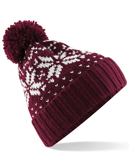 Beechfield Fair Isle Snowstar® Beanie Burgundy