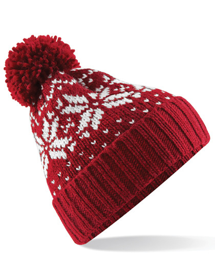 Beechfield Fair Isle Snowstar® Beanie Classic Red