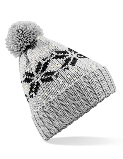 Beechfield Fair Isle Snowstar® Beanie Light Grey