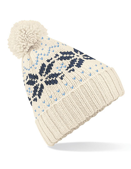 Beechfield Fair Isle Snowstar® Beanie Off White