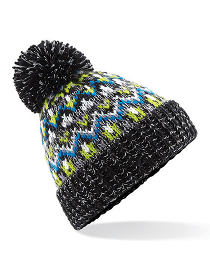 Beechfield Blizzard Bobble Beanie Liquorice Zing