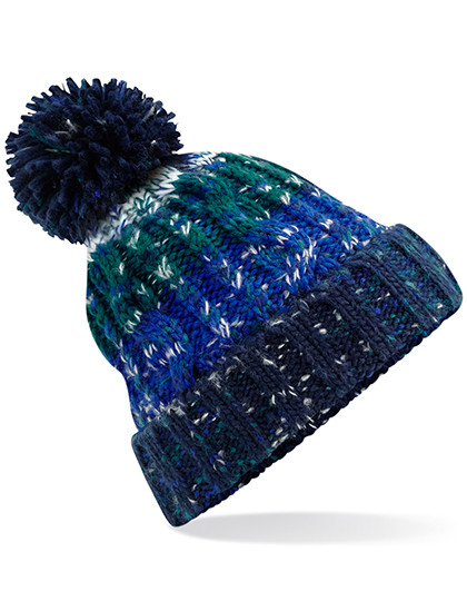 Beechfield Corkscrew Pom Pom Beanie Alpine Blues