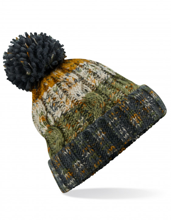 Beechfield Corkscrew Pom Pom Beanie Autumn Moss