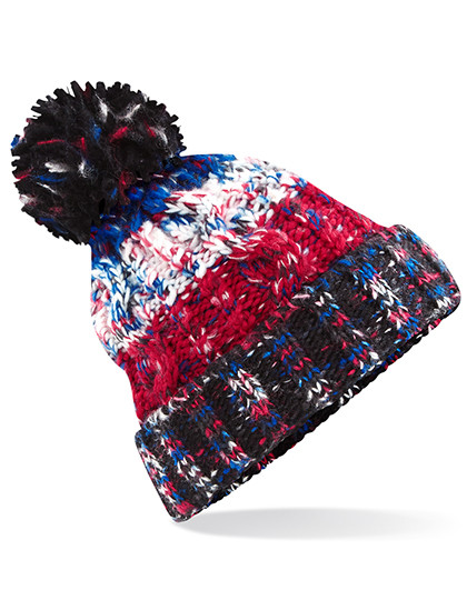 Beechfield Corkscrew Pom Pom Beanie Black Jacks