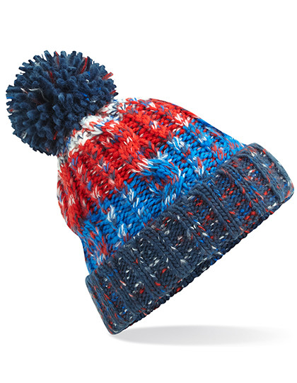 Beechfield Corkscrew Pom Pom Beanie Chilli Blues