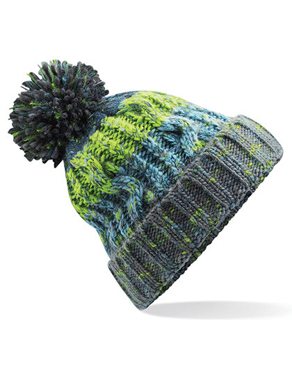 Beechfield Corkscrew Pom Pom Beanie Electric Grey