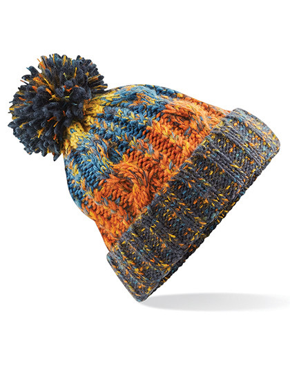 Beechfield Corkscrew Pom Pom Beanie Retro Blues