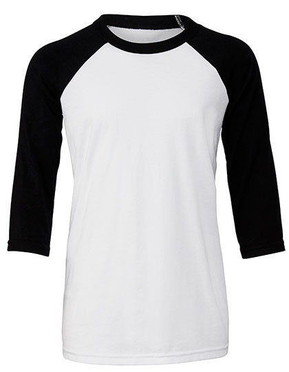 Canvas Youth 3/4 Sleeve Baseball Tee White