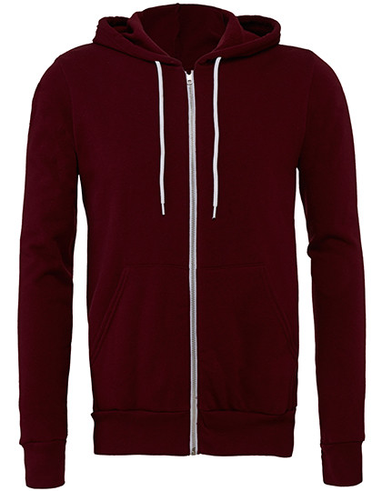 Canvas Unisex Poly-Cotton Fleece Full-Zip Hoodie Maroon