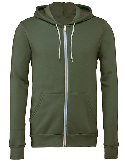 Canvas Unisex Poly-Cotton Fleece Full-Zip Hoodie Military Green