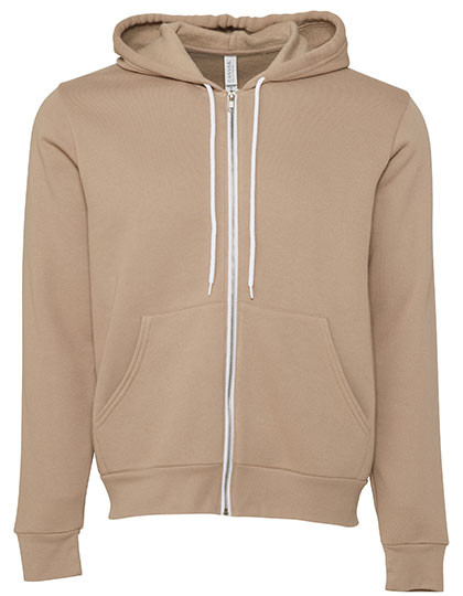 Canvas Unisex Poly-Cotton Fleece Full-Zip Hoodie Tan