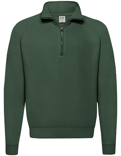Fruit of the Loom Classic Zip Neck Sweat Bottle Green