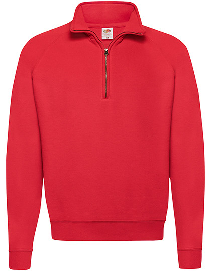 Fruit of the Loom Classic Zip Neck Sweat Red