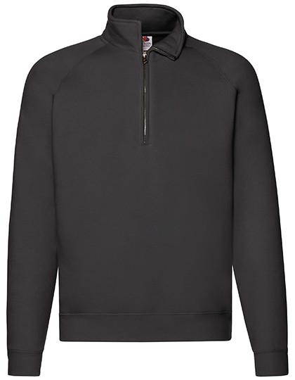 Fruit of the Loom Premium Zip Neck Raglan Sweat Black