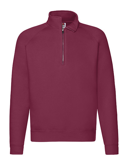 Fruit of the Loom Premium Zip Neck Raglan Sweat Burgundy