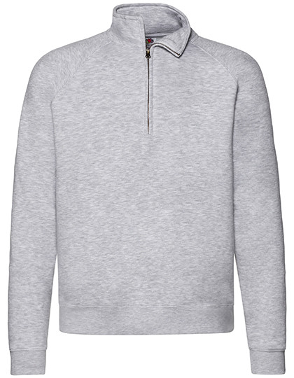 Fruit of the Loom Premium Zip Neck Raglan Sweat Heather Grey
