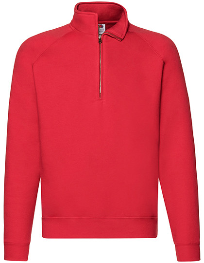 Fruit of the Loom Premium Zip Neck Raglan Sweat Red