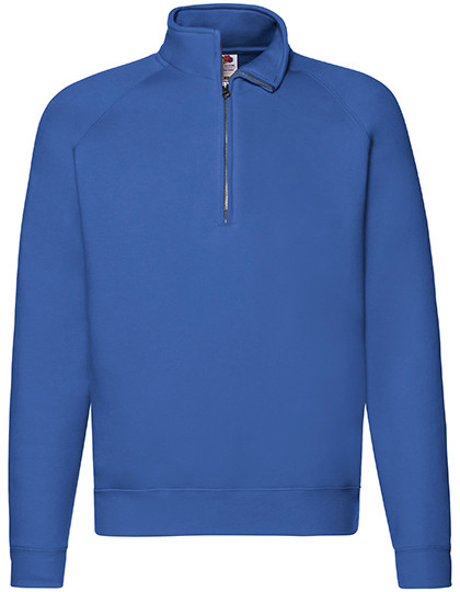 Fruit of the Loom Premium Zip Neck Raglan Sweat Royal Blue