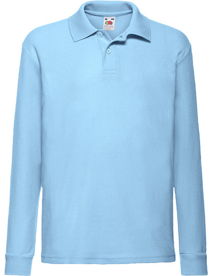 Fruit of the Loom Kids´ Long Sleeve 65/35 Polo Sky Blue