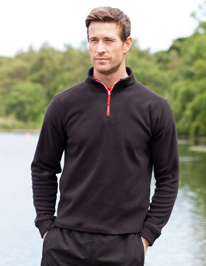 Finden+Hales 1/4 Zip Long Sleeved Fleece Piped Navy