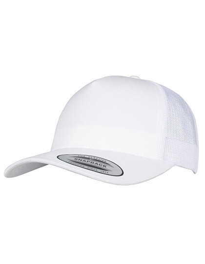 FLEXFIT 5-Panel Retro Trucker Cap White