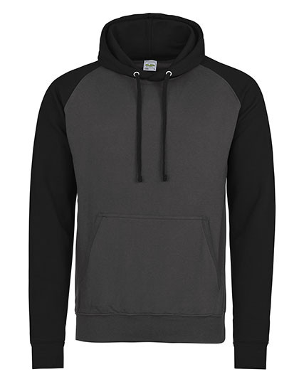 Just Hoods Baseball Hoodie Charcoal (Heather)