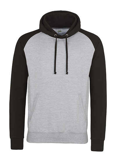 Just Hoods Baseball Hoodie Heather Grey