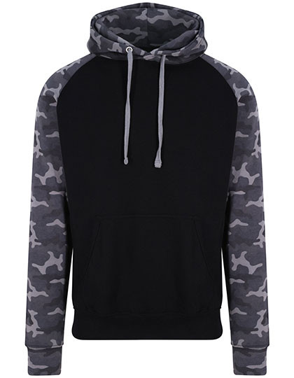 Just Hoods Baseball Hoodie Solid Black