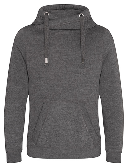 Just Hoods Cross Neck Hoodie Charcoal (Heather)