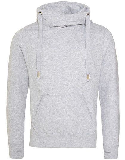 Just Hoods Cross Neck Hoodie Heather Grey