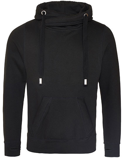 Just Hoods Cross Neck Hoodie Jet Black