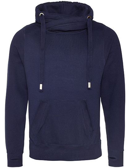 Just Hoods Cross Neck Hoodie Oxford Navy