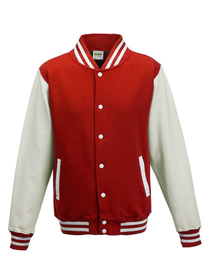 Just Hoods Varsity Jacket Fire Red