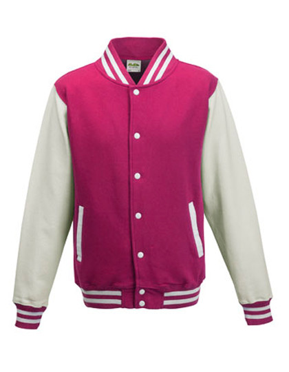 Just Hoods Varsity Jacket Hot Pink