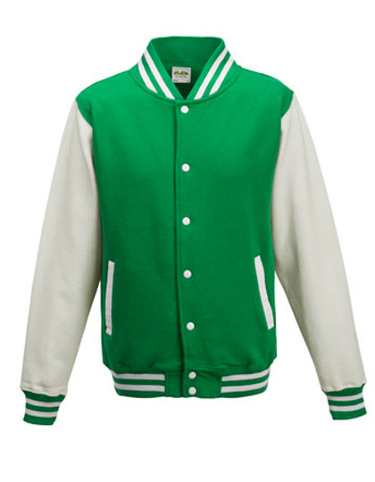 Just Hoods Varsity Jacket Kelly Green