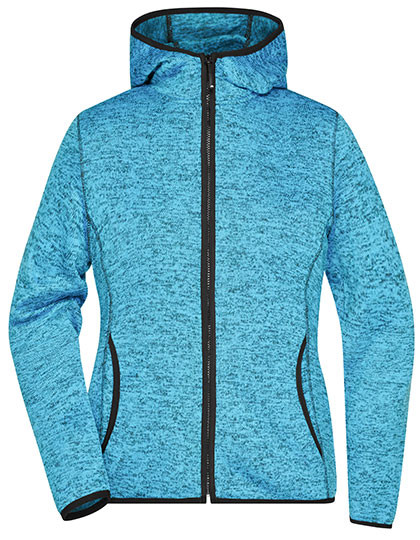 James&Nicholson Ladies´ Knitted Fleece Hoody Blue Melange