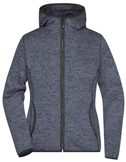 James&Nicholson Ladies´ Knitted Fleece Hoody Denim Melange