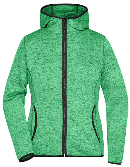 James&Nicholson Ladies´ Knitted Fleece Hoody Green Melange