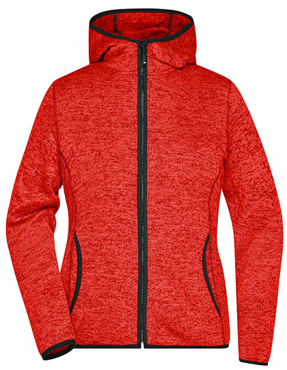 James&Nicholson Ladies´ Knitted Fleece Hoody Red Melange