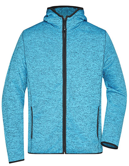 James&Nicholson Men´s Knitted Fleece Hoody Blue Melange