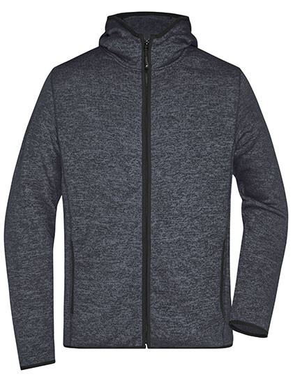 James&Nicholson Men´s Knitted Fleece Hoody Dark Melange