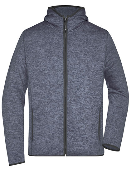 James&Nicholson Men´s Knitted Fleece Hoody Denim Melange