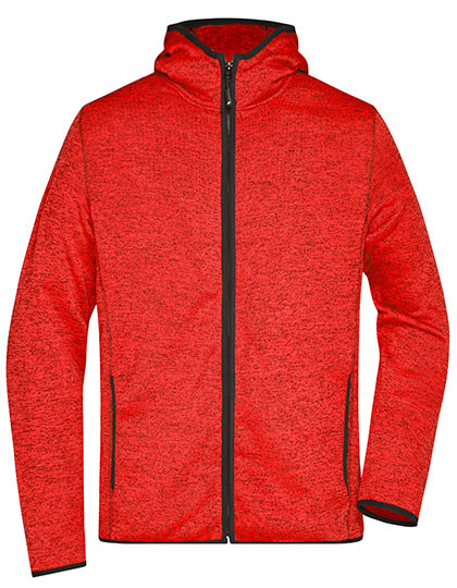 James&Nicholson Men´s Knitted Fleece Hoody Red Melange