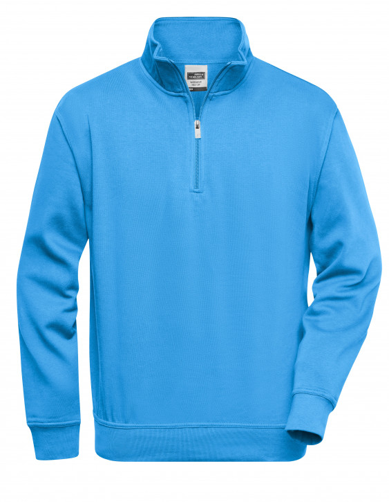 James&Nicholson Workwear Half Zip Sweat Aqua
