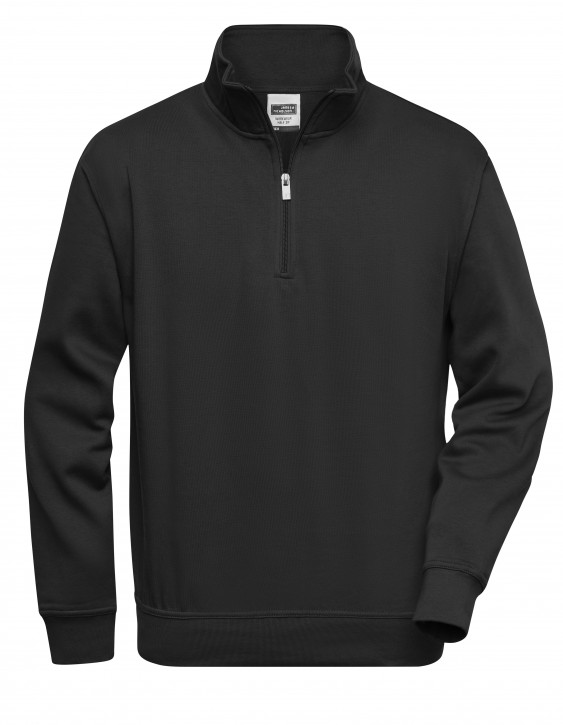 James&Nicholson Workwear Half Zip Sweat Black