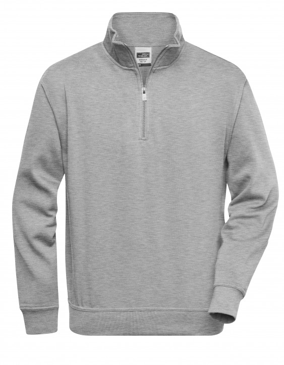 James&Nicholson Workwear Half Zip Sweat Grey Heather