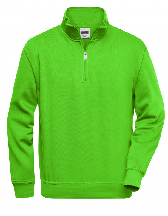 James&Nicholson Workwear Half Zip Sweat Lime Green