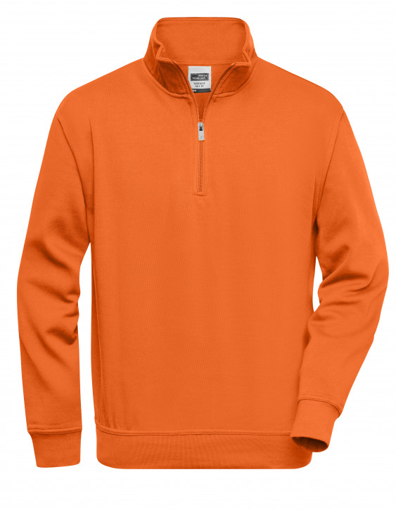 James&Nicholson Workwear Half Zip Sweat Orange