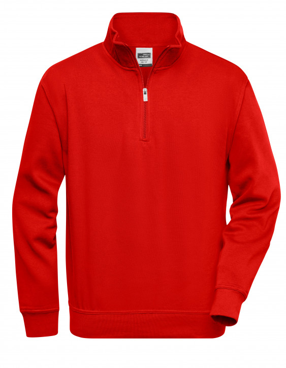 James&Nicholson Workwear Half Zip Sweat Red