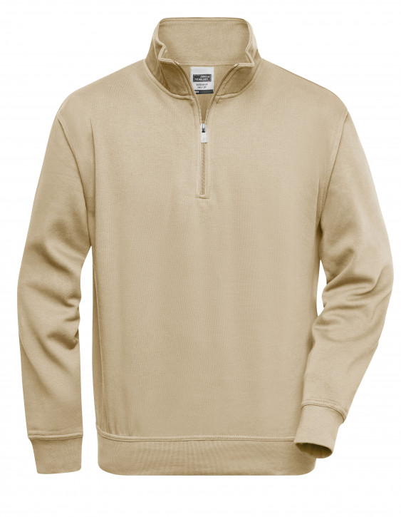 James&Nicholson Workwear Half Zip Sweat Stone